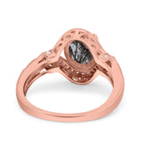 Art Deco Oval Natural Stone Halo Ring