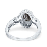 Art Deco Oval Natural Stone Halo Ring