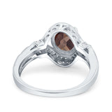 Art Deco Oval Natural Stone Halo Ring