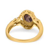 Art Deco Oval Natural Stone Halo Ring