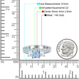 Three Stone Round & Emerald Cut CZ Gold Ring