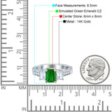 Three Stone Round & Emerald Cut CZ Gold Ring