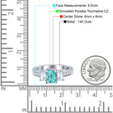 Three Stone Round & Emerald Cut CZ Gold Ring