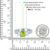 Three Stone Round & Emerald Cut CZ Gold Ring