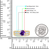 Two Piece Round Natural Amethyst Cathedral Ring