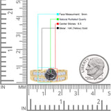 Two Piece Round Natural Rutilated Quartz Cathedral Ring