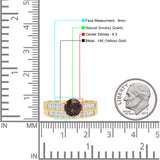Two Piece Round Natural Chocolate Smoky Quartz Cathedral Ring