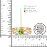 Two Piece Round Solitaire Eternity Gold Ring