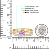 Two Piece Round Solitaire Eternity Gold Ring
