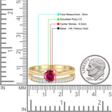 Two Piece Round Solitaire Eternity Gold Ring