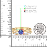 Two Piece Round Solitaire Eternity Gold Ring