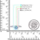 Round Aquamarine CZ Solitaire Gold Ring