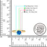 Round Blue Topaz CZ Solitaire Gold Ring