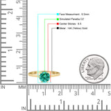 Round Paraiba Tourmaline CZ Solitaire Gold Ring