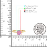 Round Lab Created Pink Opal Solitaire Gold Ring