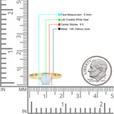 Round Lab Created White Opal Solitaire Gold Ring