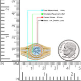 Two Piece Round Halo Split Shank Beaded Gold Ring