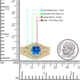 Two Piece Round Halo Split Shank Beaded Gold Ring