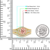 Two Piece Round Halo Split Shank Beaded Gold Ring