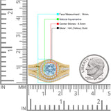 Two Piece Round Halo Split Shank Bridal Gold Ring