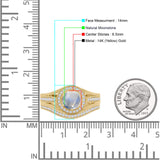 Two Piece Round Halo Split Shank Bridal Gold Ring