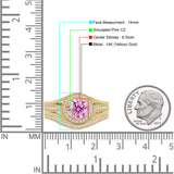 Two Piece Round Halo Split Shank Beaded Gold Ring