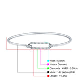 14K Gold 7" Open 5.8mm Rectangle Bangle Bracelet Round Natural Diamond