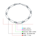 14K Gold Paperclip Style Cross Design Round Natural Diamond Bracelet