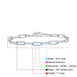 14K Gold 4mm Paperclip Bracelet Interlock Round Natural Diamond