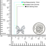 Butterfly Stud Earring Cubic Zirconia 925 Sterling Silver