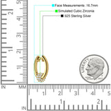 Round Ball Design Hoop Earring Cubic Zirconia 925 Sterling Silver