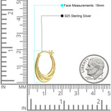 Round Beaded Creole Hoop Earrings Twisted 925 Sterling Silver
