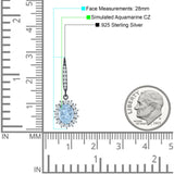 Oval Halo Flower Drop Dangle Leverback Earring Cubic Zirconia 925 Sterling Silver