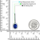 Oval Halo Flower Drop Dangle Leverback Earring Cubic Zirconia 925 Sterling Silver
