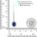 Oval Halo Flower Drop Dangle Leverback Earring Cubic Zirconia 925 Sterling Silver