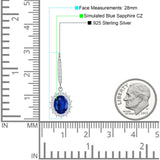 Oval Halo Flower Drop Dangle Leverback Earring Cubic Zirconia 925 Sterling Silver