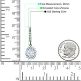 Oval Halo Flower Drop Dangle Leverback Earring Cubic Zirconia 925 Sterling Silver