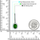 Oval Halo Flower Drop Dangle Leverback Earring Cubic Zirconia 925 Sterling Silver