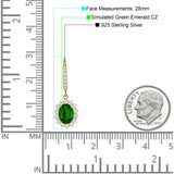Oval Halo Flower Drop Dangle Leverback Earring Cubic Zirconia 925 Sterling Silver