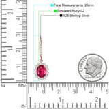 Oval Halo Flower Drop Dangle Leverback Earring Cubic Zirconia 925 Sterling Silver