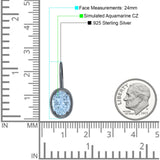 Oval Solitaire Drop Dangle Leverback Earring Cubic Zirconia 925 Sterling Silver