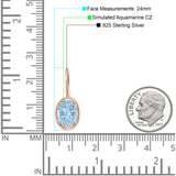 Oval Solitaire Drop Dangle Leverback Earring Cubic Zirconia 925 Sterling Silver