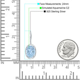 Oval Solitaire Drop Dangle Leverback Earring Cubic Zirconia 925 Sterling Silver