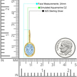 Oval Solitaire Drop Dangle Leverback Earring Cubic Zirconia 925 Sterling Silver