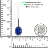 Oval Solitaire Drop Dangle Leverback Earring Cubic Zirconia 925 Sterling Silver