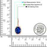 Oval Solitaire Drop Dangle Leverback Earring Cubic Zirconia 925 Sterling Silver