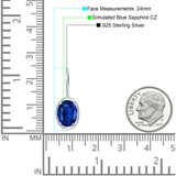 Oval Solitaire Drop Dangle Leverback Earring Cubic Zirconia 925 Sterling Silver