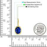 Oval Solitaire Drop Dangle Leverback Earring Cubic Zirconia 925 Sterling Silver