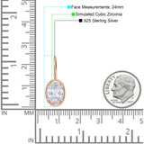 Oval Solitaire Drop Dangle Leverback Earring Cubic Zirconia 925 Sterling Silver