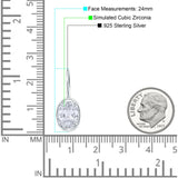 Oval Solitaire Drop Dangle Leverback Earring Cubic Zirconia 925 Sterling Silver